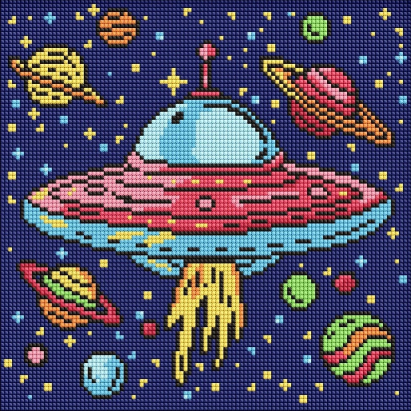 Алмазна мозаїка для дітей "Космічна подорож" ©art_selena_ua AMO8107, 30х30 см