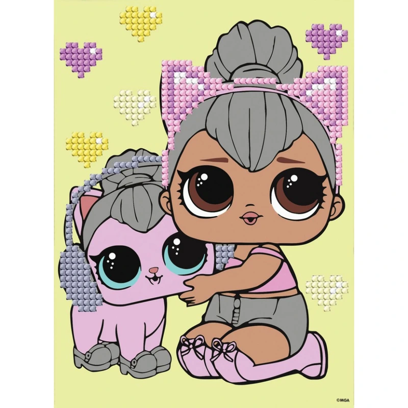 Алмазна мозаїка "L.O.L. Surprise! Kitty Queen With Kitty Kitty" AML1206, 15x20 см