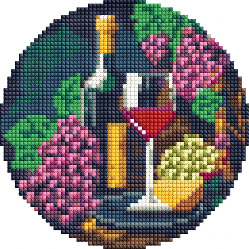 Алмазна мозаїка на круглому підрамнику "Вишукана дегустація" AM-R7922 d19см