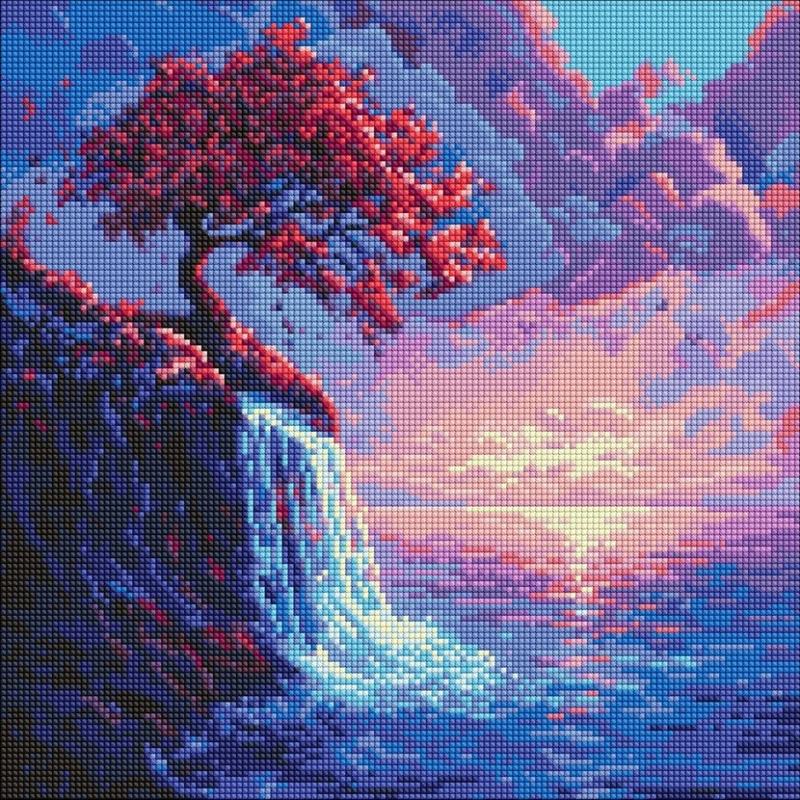 Алмазна мозаїка "Сакура в потоці" ©art_selena_ua AMO8210, 40х40 см