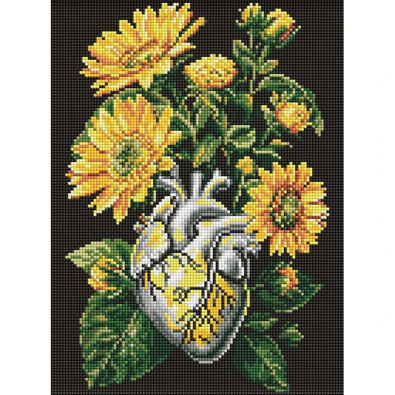 Алмазна мозаїка "Соняшники та серце" ©art_selena_ua AMO20178, 30х40 см