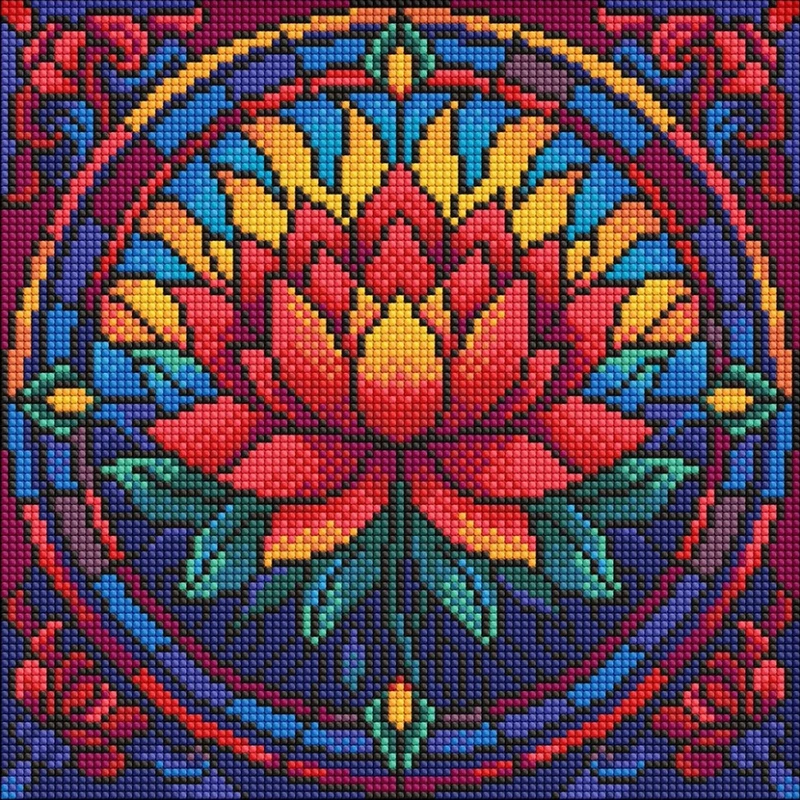 Алмазна мозаїка "Вітраж. Лотос" ©art_selena_ua AMO8330, 30х30 см