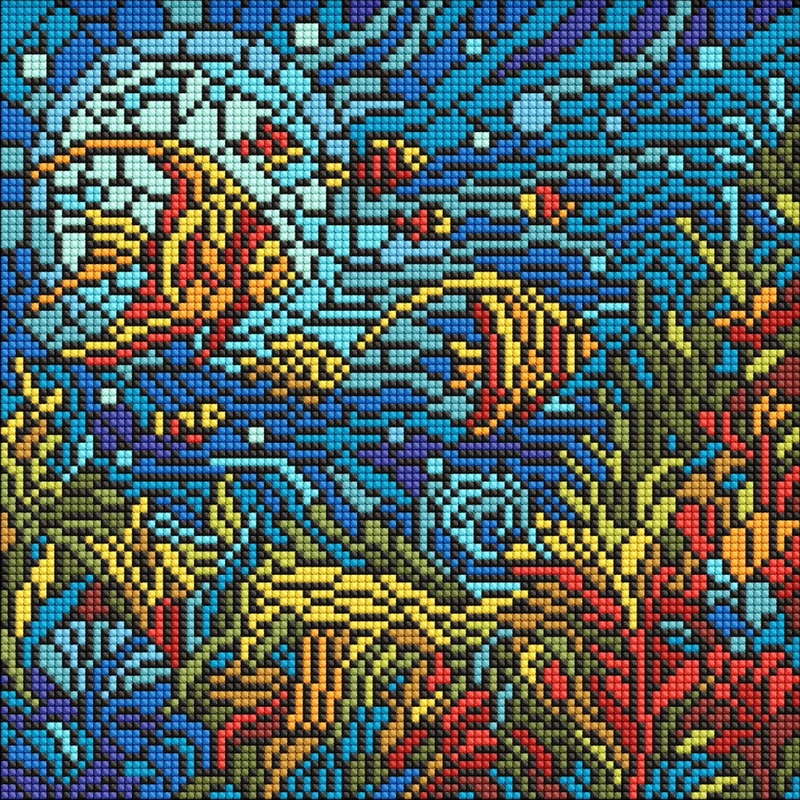 Алмазна мозаїка "Вітраж. Морський світ" AMO8324, 30х30 см