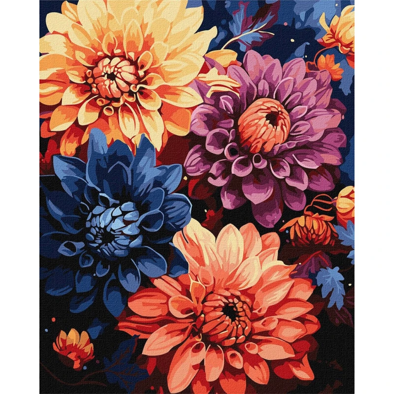 Картина за номерами "Барвисті жоржини" ©art_selena_ua KHO3248, 40х50см