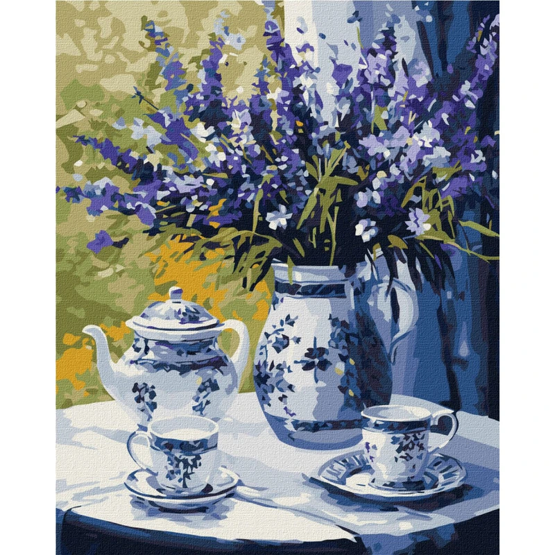 Картина за номерами "Чаювання з лавандою" KHO3272 40х50см