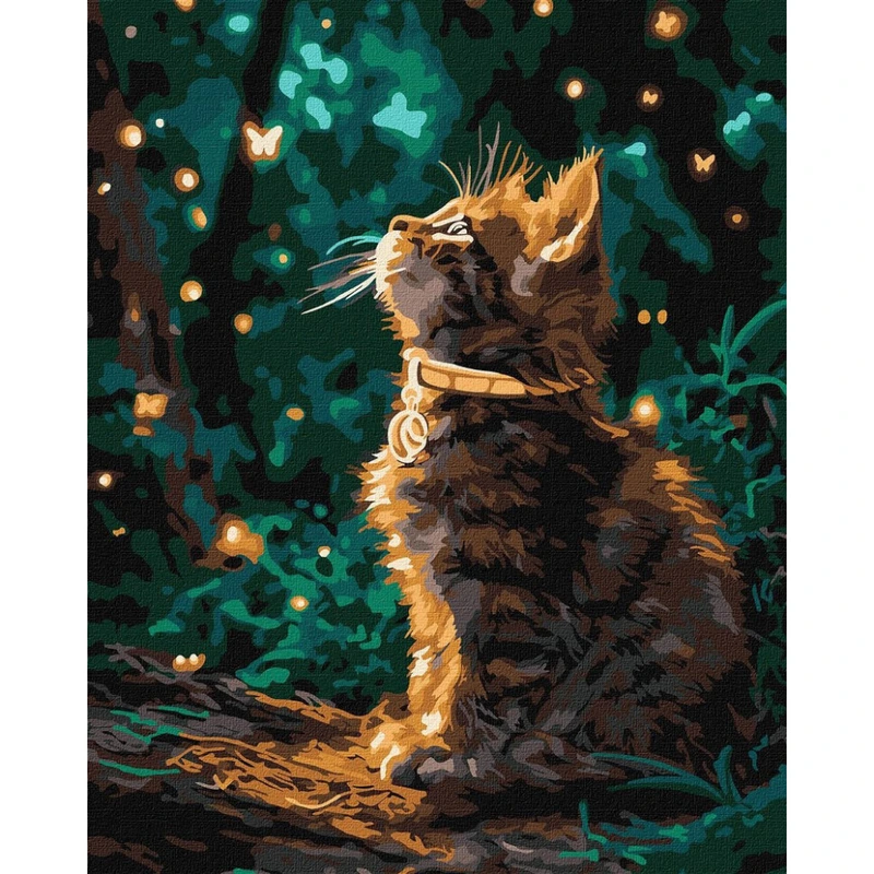 Картина за номерами "Кошеня та світлячки" ©art_selena_ua KHO6881, 40х50 см