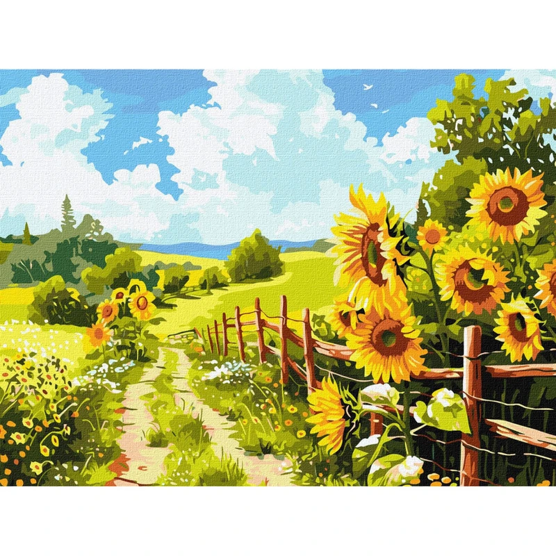 Картина за номерами "Стежка серед соняхів" KHO6442, 30x40 см