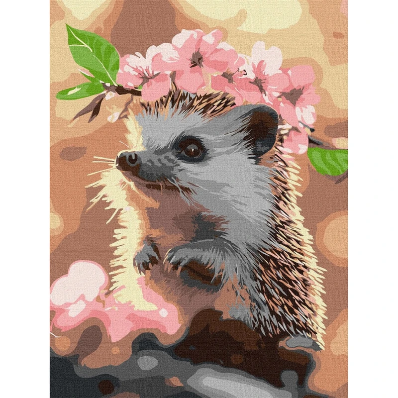 Картина за номерами "Їжачок у вишневому цвітінні" ©art_selena_ua KHO6756, 30х40 см — Ideyka