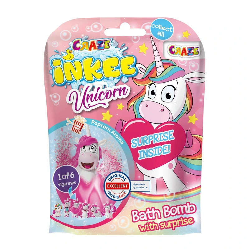 Ароматна бомбочка для ванни з іграшкою Inkee - МИЛІ ЄДИНОРІЖКИ (у диспл., в асорт.)