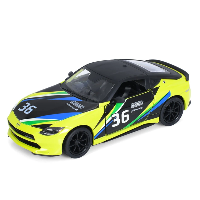 Машинка інерційна 2023 Nissan Fairlady Z KT5443WF(Yellow) 1:36, 12 см, відчиняються двері — Kinsmart