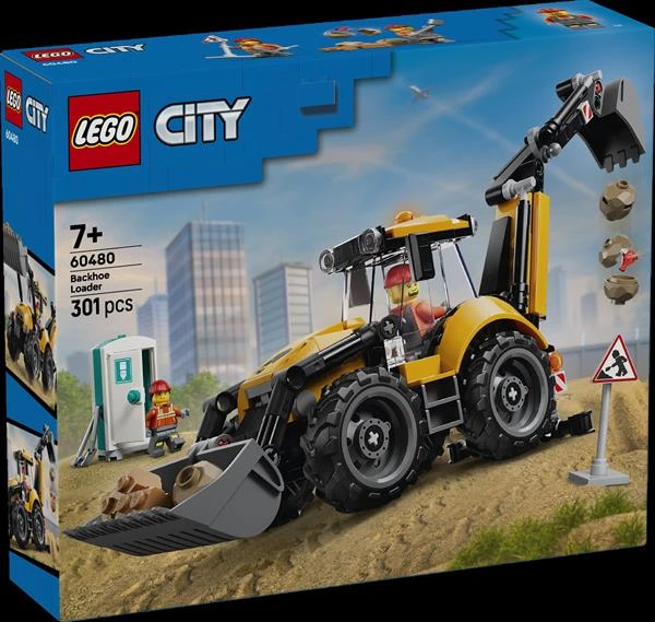 Конструктор LEGO® City Жовтий екскаватор-навантажувач - Будівельна іграшка, 301 деталей (60480) — LEGO