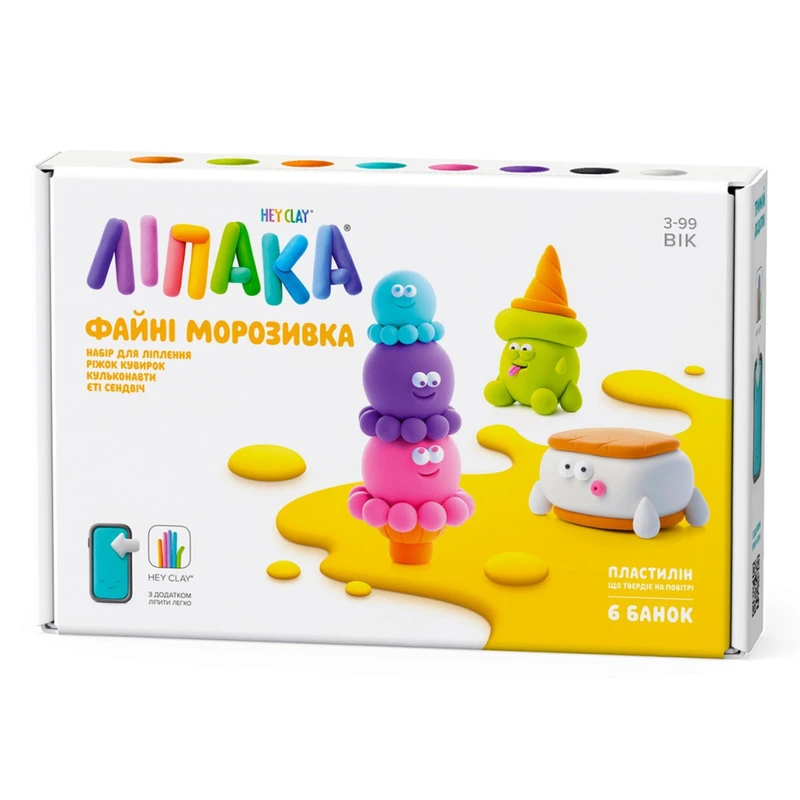Дитячий набір пластиліну "Класне морозиво" Lipaka 60055-UA01 самостійно твердне — Lipaka