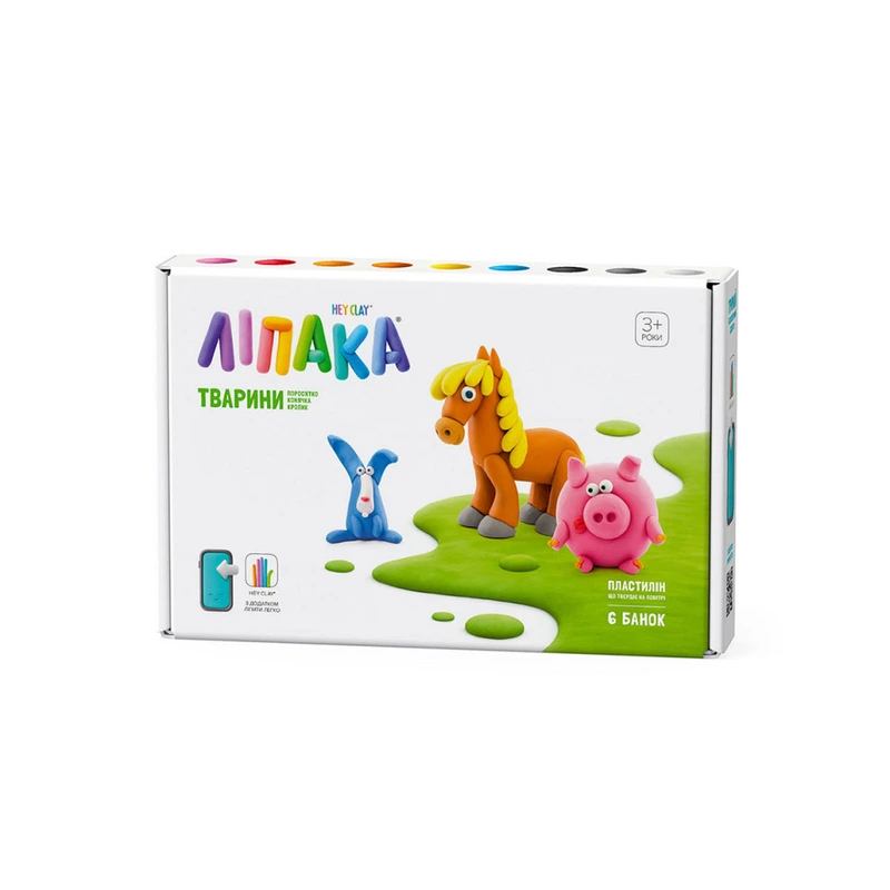 Набір пластиліну, що самостійно твердіє, ЛІПАКА – ПОРОСЯТКО, КОНЯЧКА, КРОЛИК — Lipaka