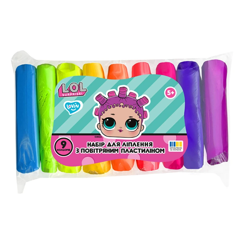 Набір для ліплення з повітряним пластиліном L.O.L. Surprise! LOL70193, 9 кольорів неон — Lovin
