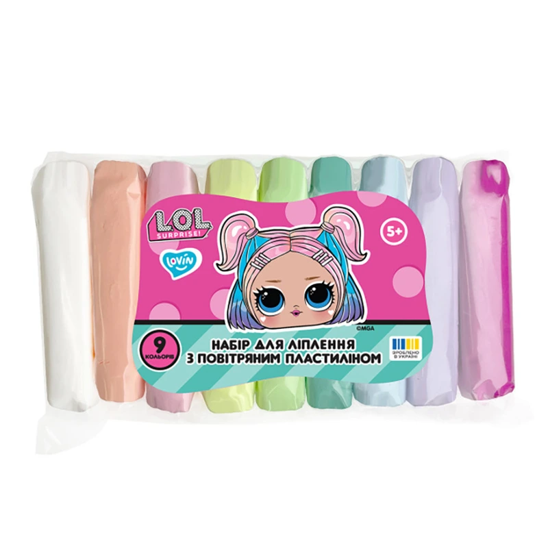 Набір для ліплення з повітряним пластиліном L.O.L. Surprise! LOL70194, 9 кольорів пастель — Lovin