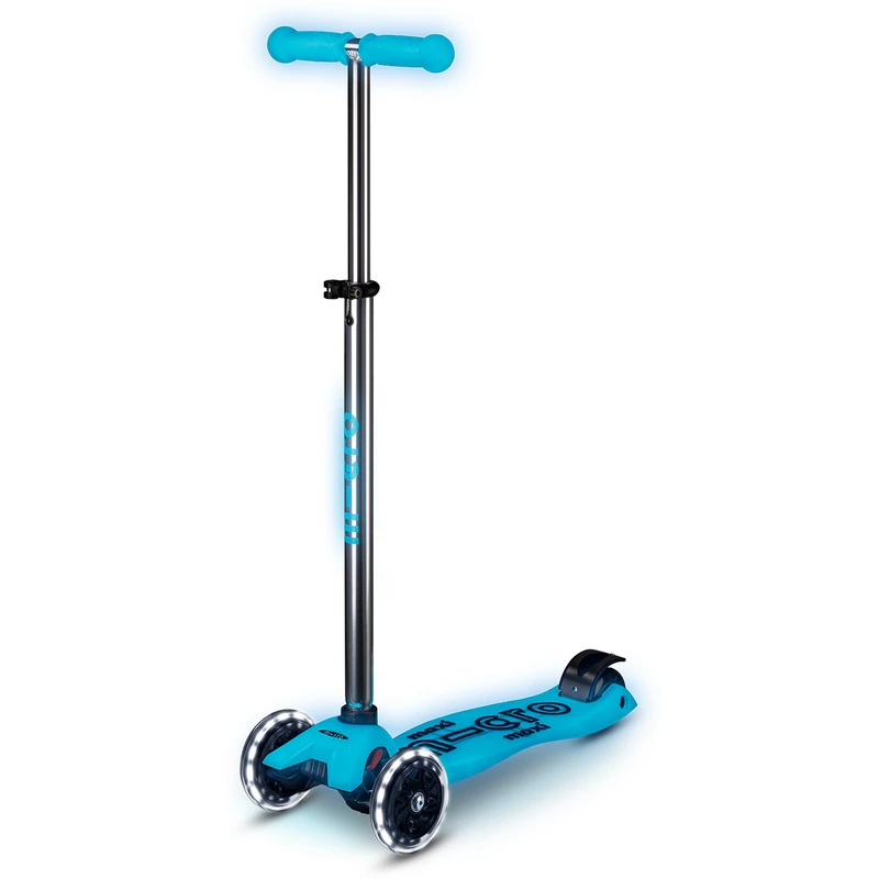Самокат MICRO серії "Maxi Deluxe Glow LED" – СИНІЙ КРИШТАЛЬ (до 50 kg, 3-х колісний, світло) — Micro