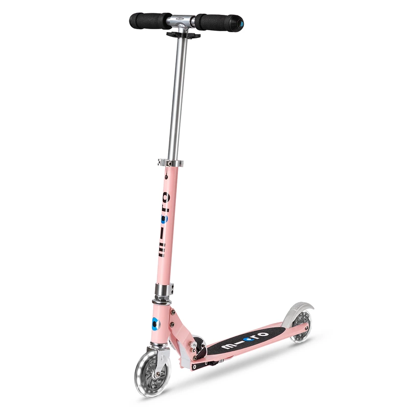 Самокат MICRO серії "Sprite LED" - НЕОНОВА ТРОЯНДА (складаний, до 100 kg, двоколісний, світло) — Micro