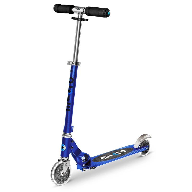 Самокат MICRO серії "Sprite LED" - САПФІРОВИЙ СИНІЙ (складаний, до 100 кг (kg), двоколісний, світло) — Micro