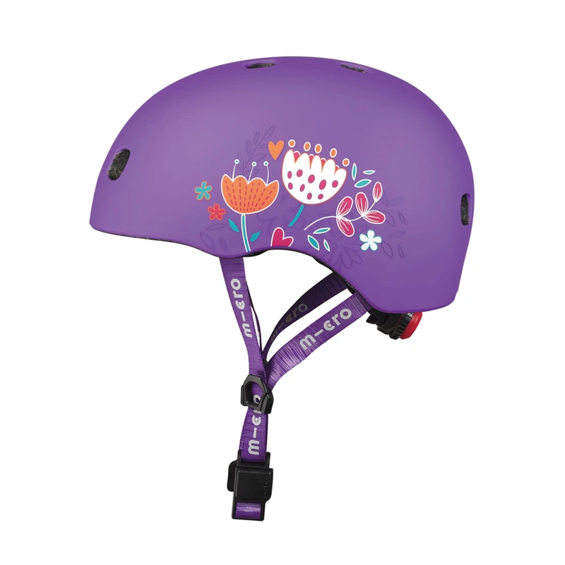 Захисний шолом MICRO - ФІОЛЕТОВИЙ З КВІТАМИ (48-53 cm, S)