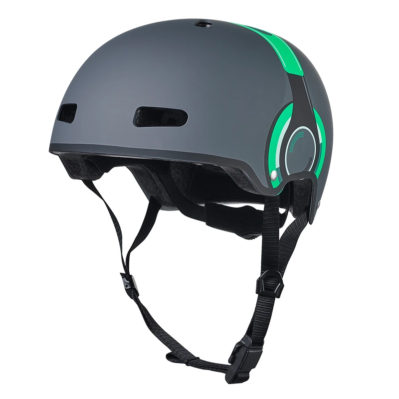 Захисний шолом MICRO - ЗЕЛЕНИЙ З МАЛЮНКОМ НАВУШНИКІВ (52-56 cm, M, світло) — Micro