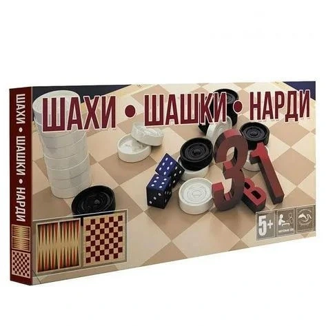 Настільна гра шахи, шашки, нарди S0003, 3в1 — MToys