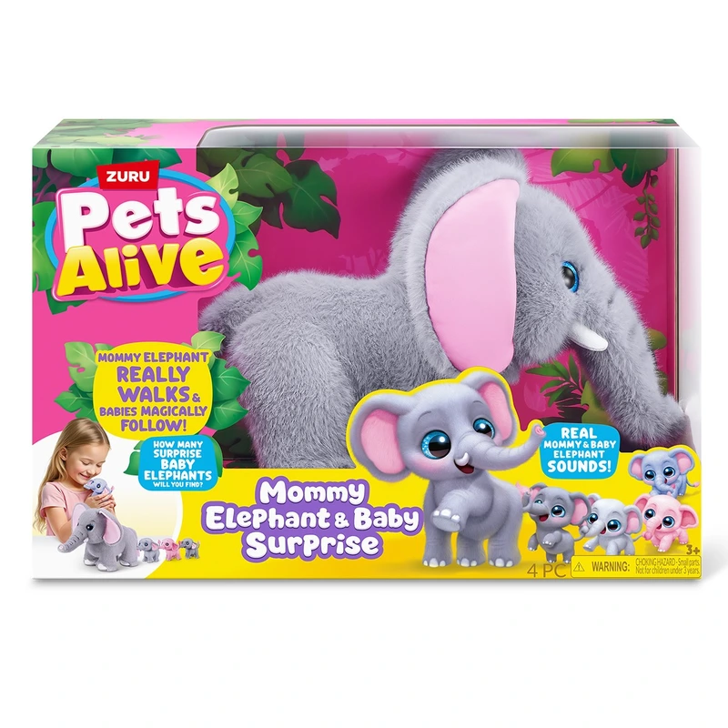 Інтерактивний ігровий набір PETS ALIVE серії "Mama & Baby Surprise" S1 – МАМА СЛОНИХА З СЮРПРИЗОМ — Pets & Robo Alive