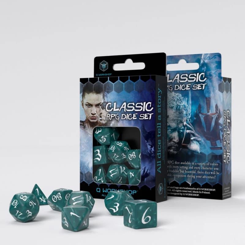 Набір кубиків Classic RPG Stormy & white Dice Set (7) — Q-Workshop