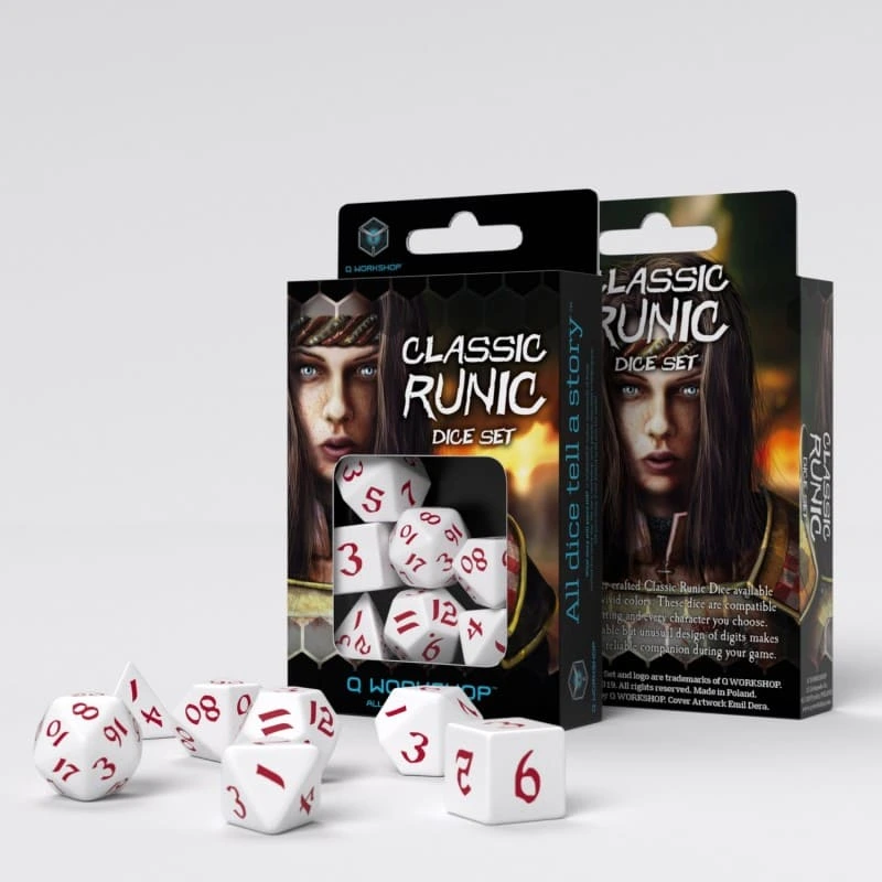 Набір кубиків Classic Runic White & red Dice Set (7)