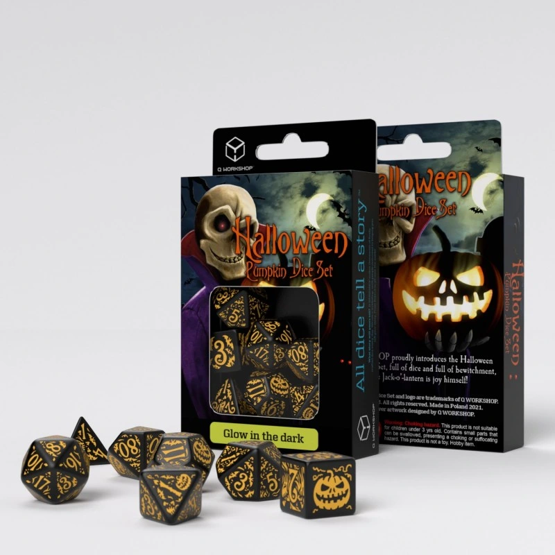 Набір кубиків Halloween Pumpkin Black & Glow in the dark Dice Set (7)