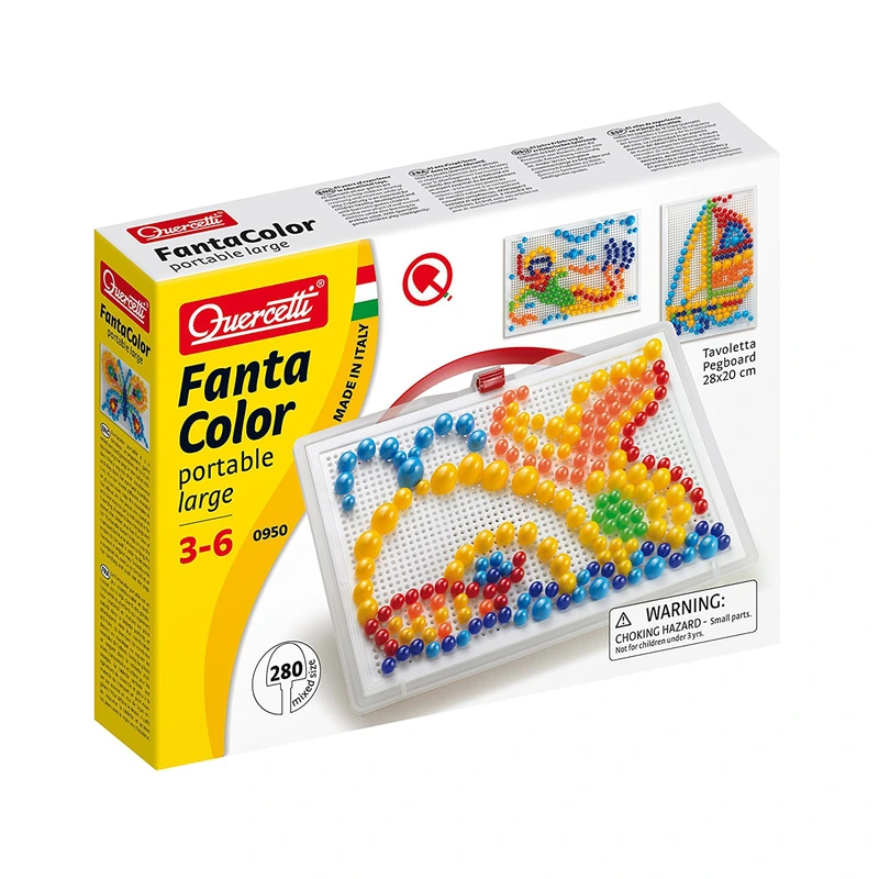Набір - ДЛЯ ЗАНЯТЬ МОЗАЇКОЮ (10-15-20 мм фішки (280 шт.) + дошка 28х20, переносний) — Quercetti