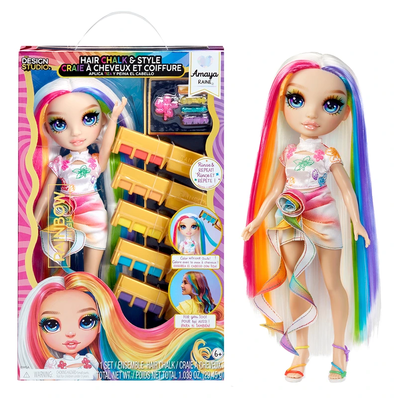 Ігровий набір з лялькою RAINBOW HIGH (РЕЙНБОУ ХАЙ) серії "Крейда для волосся та стиль" – АМАЯ