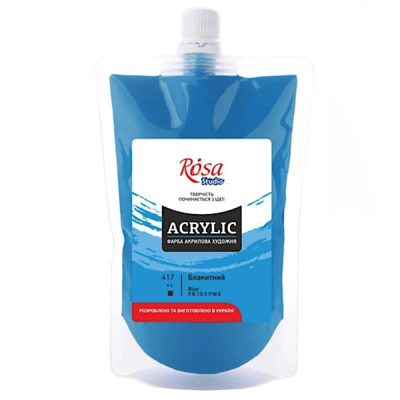 Фарба акрилова Блакитна 323200417 (код 417), 200 мл — Rosa