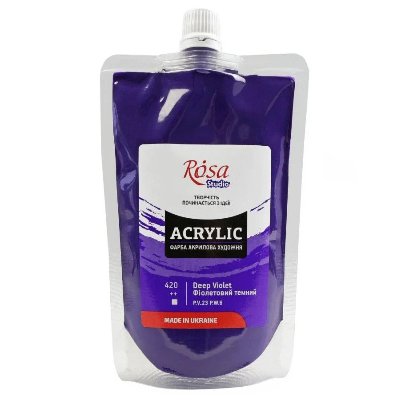 Фарба акрилова Фіолетова темна 323200420 (код 420), 200 мл — Rosa