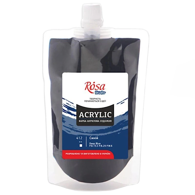 Фарба акрилова Синя 323200412 (код 412), 200 мл — Rosa