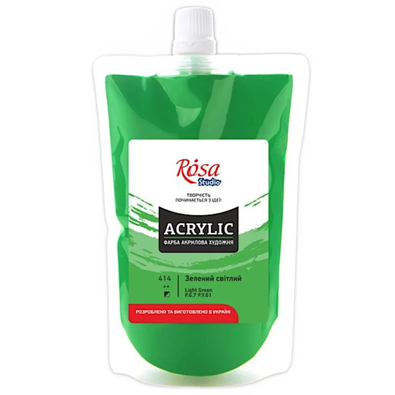 Фарба акрилова Зелена світла 323200414 (код 414), 200 мл — Rosa