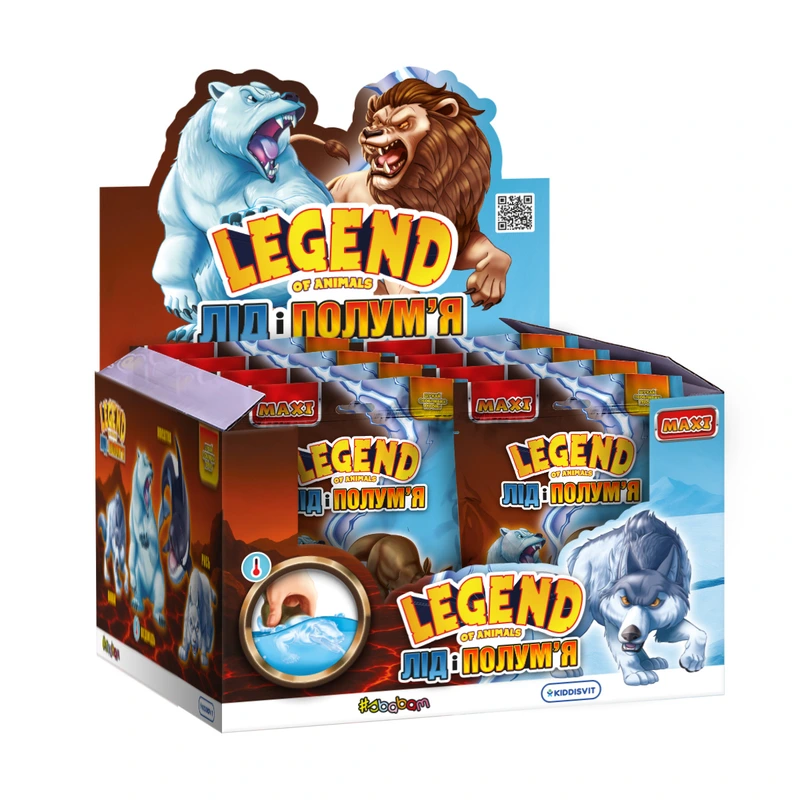 Дисплей стретч-іграшок серії "LEGEND OF ANIMALS МАКСІ" – ЛІД І ПОЛУМ’Я (8 шт)
