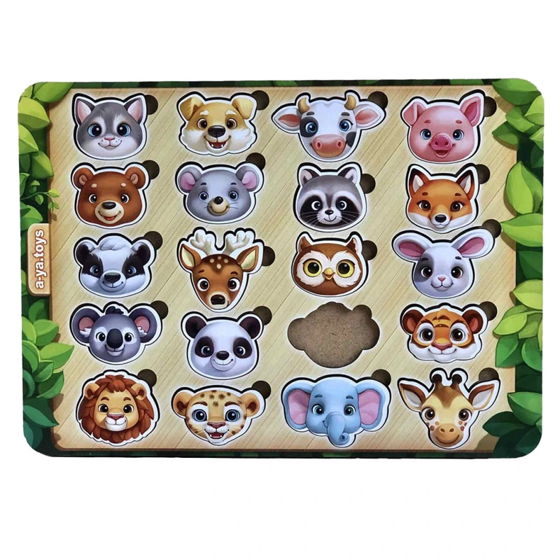 Дерев'яний пазл-сортер "Мордочки" Ubumblebees (ПСФ084) PSF084 мордочки тварин — Ubumblebees