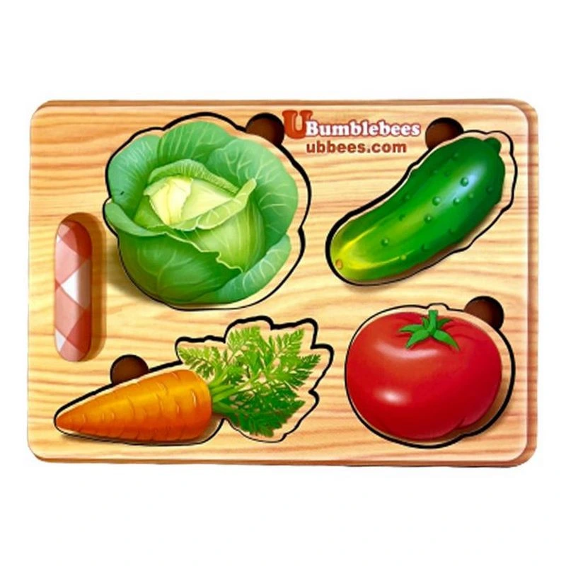 Дерев'яний пазл-вкладиш "Овочі" Ubumblebees (ПСФ122) PSF122 фон із підказкою