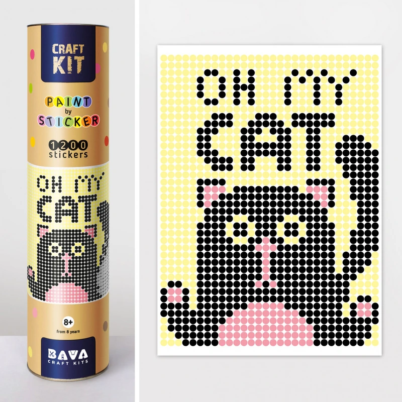 Картина за номерами стікерами в тубусі "Кіт" 1200 стікерів 1807, 33х48 см — Умняшка