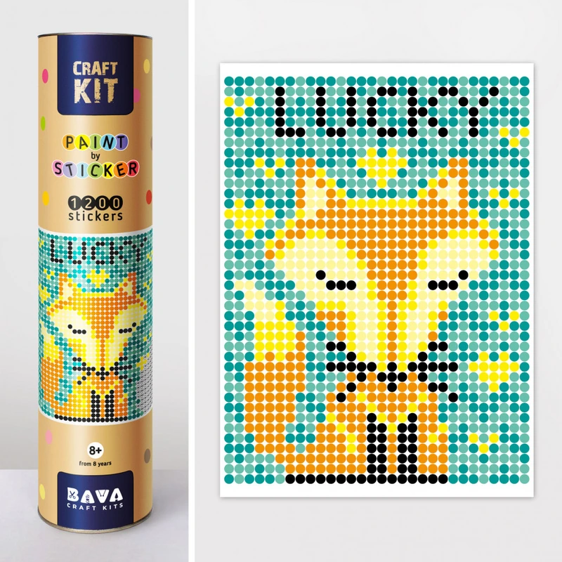 Картина за номерами стікерами в тубусі "Лисичка" 1200 стікерів. 1838, 33х48 см — Умняшка