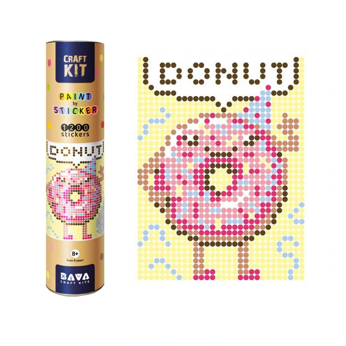 Картина за номерами стікерами в тубусі "Пончик", 1200 стікерів 1869, 33х48 см — Умняшка