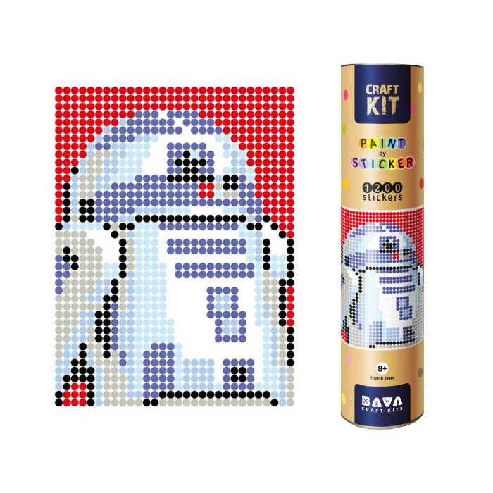 Картина за номерами стікерами в тубусі "Робот синій" (R2D2), 1200 стікерів 1876, 33х48 см — Умняшка