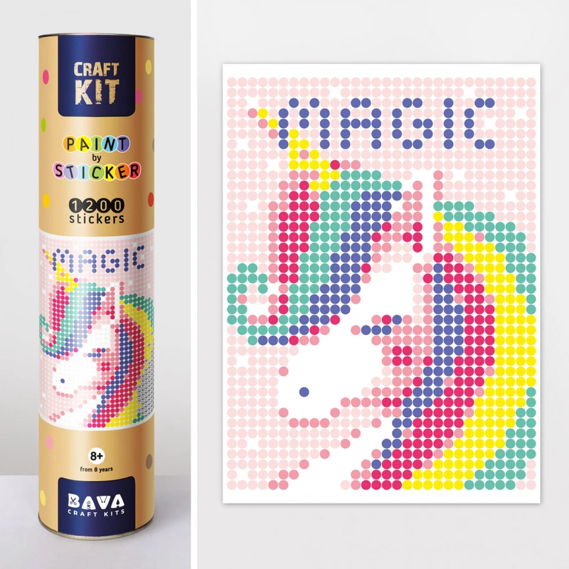 Картина за номерами стікерами в тубусі "Єдиноріг", 33х48 см — Умняшка