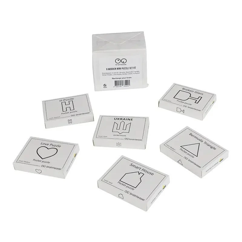 Набір дерев'яних головоломок "Wooden mini puzzle set #2" set2en 6 штук — Заморочка