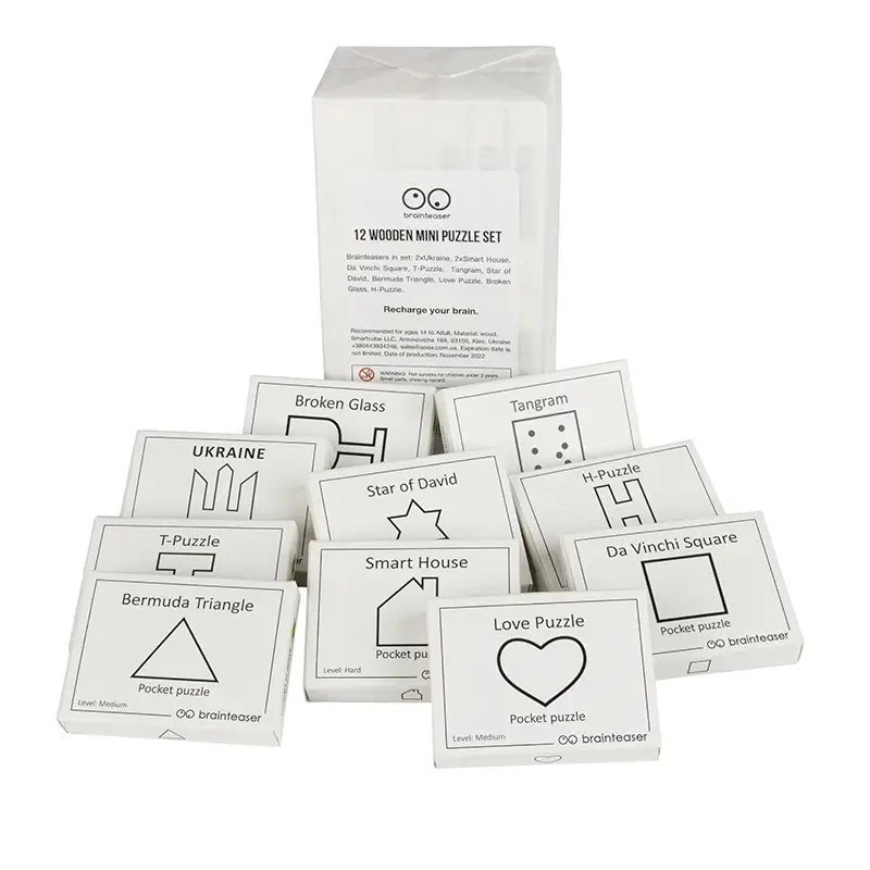 Набір дерев'яних головоломок "Wooden mini puzzle set" Заморочка 12en — Заморочка