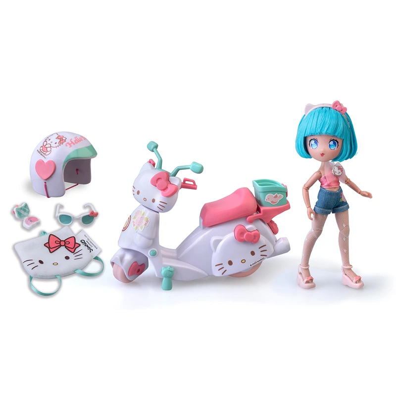 Ігровий набір 4SF MANGA DOLLS серії "Hello Kitty" – КРАСУНЯ ПІНК НА СКУТЕРІ (з аксес.)