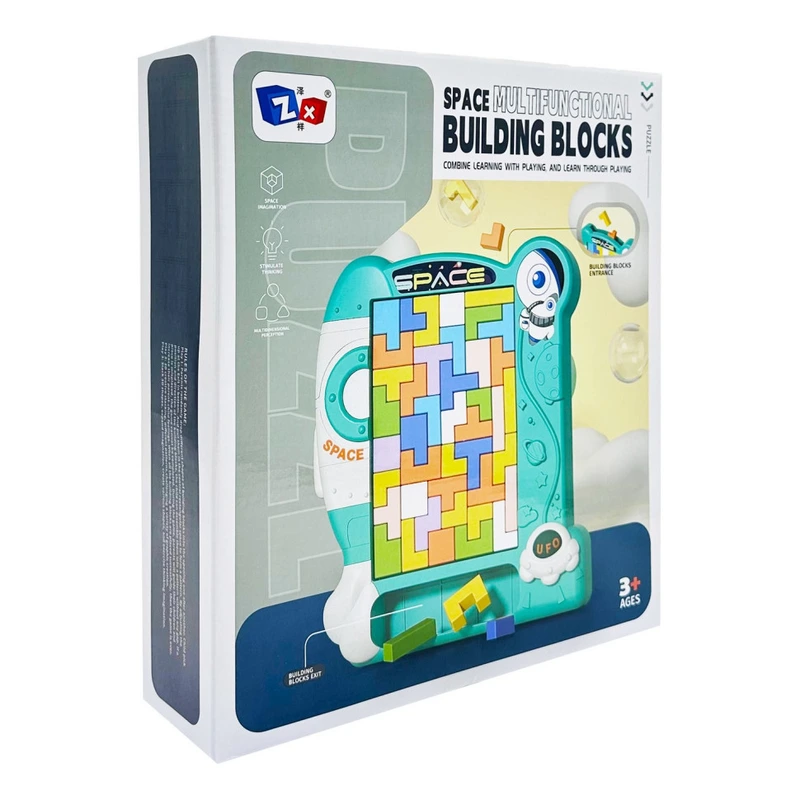 Дитяча розвиваюча іграшка 3 в 1 "Пазли, тетріс, танграм" 8792(Turquoise)