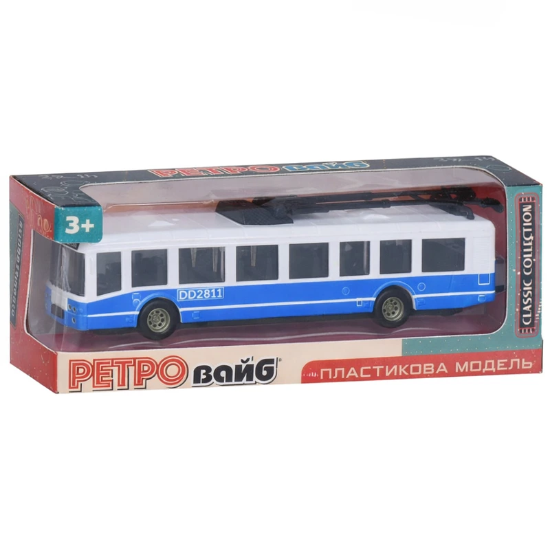 Іграшковий інерційний тролейбус 6336(Blue) гумові колеса, 17 см