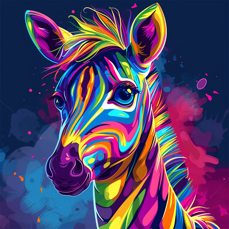 Алмазна мозаїка "Яскрава зебра" BH032 неповна викладка 25х25 см