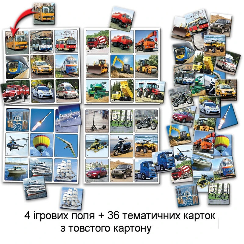 Настільна гра супер ЛОТО "Транспорт" 81978, 36 карток